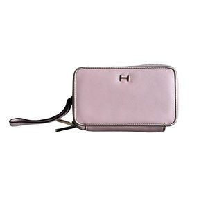 Halston Hiliary Blush Pink Faux Leather Phone Zippered Wristlet Wallet